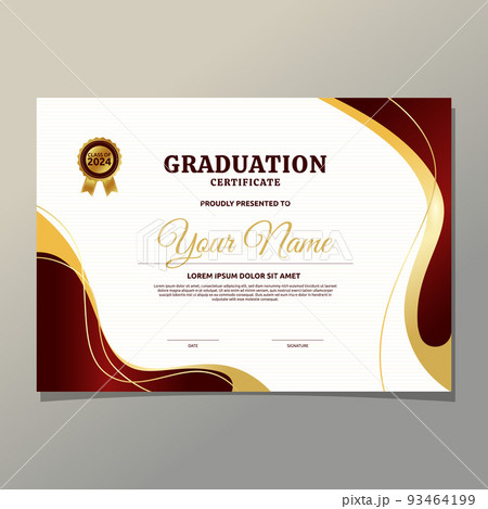 Red Gold Certificate of Graduation Success School Print Template Red Gold Certificate of Graduation Success School Print Template 93464199