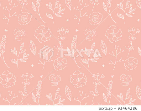 ピンクと白のお花のテキスタイル 93464286