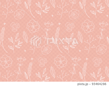 ピンクと白のお花のテキスタイル 93464286