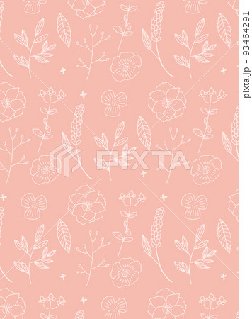 ピンクと白のお花のテキスタイル 93464291