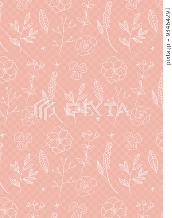 ピンクと白のお花のテキスタイル 93464291