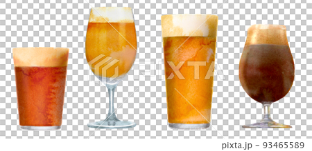 Watercolor beer illustration set 93465589