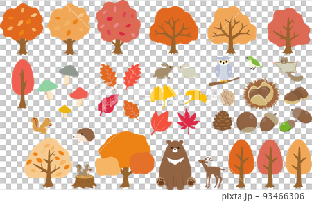 Autumn trees and animals set Autumn trees and animals set 93466306