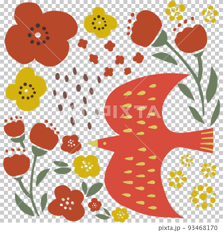 鳥とお花のイラスト 93468170
