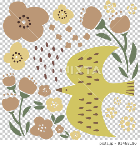 鳥とお花のイラスト 93468180