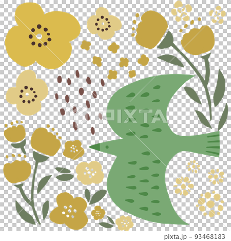 鳥とお花のイラスト 93468183