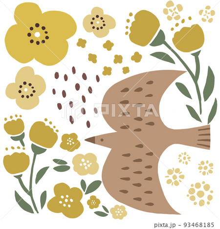 鳥とお花のイラスト 93468185