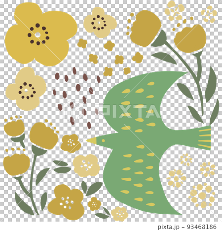 鳥とお花のイラスト 93468186