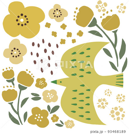 鳥とお花のイラスト 93468189