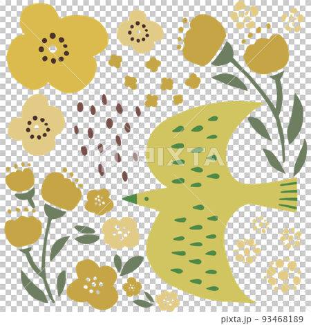 鳥とお花のイラスト 93468189
