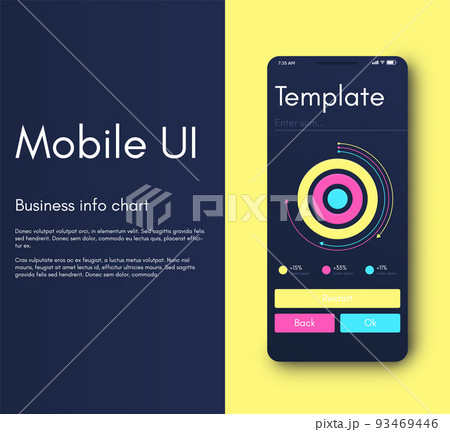 Vector graphics infographics with mobile phone. Template for creating mobile applications, workflow layout, diagram, banner, web design, business reports 93469446