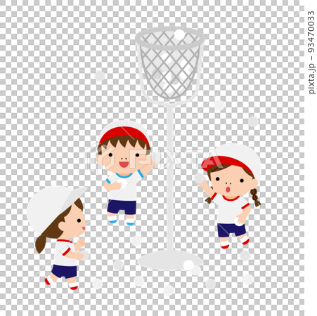 Children throwing balls White team Children throwing balls White team 93470033