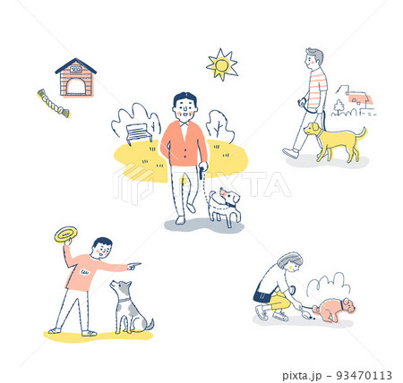 さまざまなペットの犬とのシーン　セット 93470113