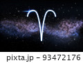 aries zodiac sign over night sky and galaxy 93472176