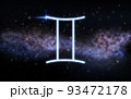 gemini zodiac sign over night sky and galaxy 93472178