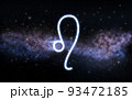 leo zodiac sign over night sky and galaxy 93472185