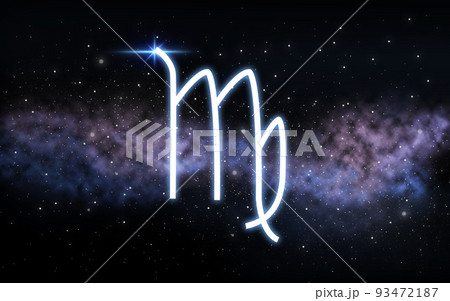virgo zodiac sign over night sky and galaxy 93472187