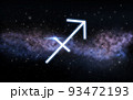 sagittarius zodiac sign over night sky and galaxy 93472193