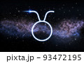 taurus zodiac sign over night sky and galaxy 93472195