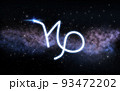 capricorn zodiac sign over night sky and galaxy 93472202