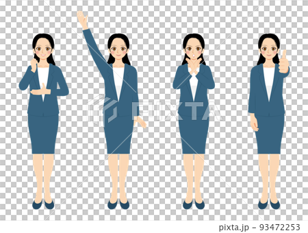 職業女性插圖集,全身,深藍色西裝,黑色頭髮 職業女性插圖集,全身,深藍色西裝,黑色頭髮 93472253