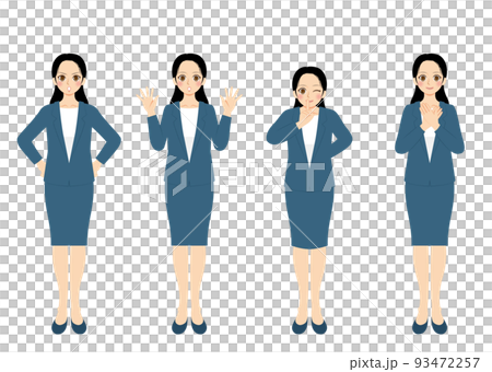 職業女性插圖集,全身,深藍色西裝,黑色頭髮 職業女性插圖集,全身,深藍色西裝,黑色頭髮 93472257