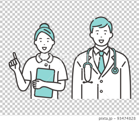 微笑的年輕男醫生和女護士擺姿勢解釋 微笑的年輕男醫生和女護士擺姿勢解釋 93474828