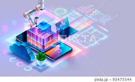 Development of hardware, software system of smart building. Architectural engineering of smart house. 3d draft of building, engineering communications. Phone controls IOT of smart building. IOT system 93475544