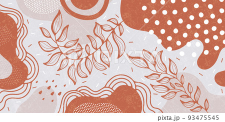 Cute doodle pattern background with abstract shapes and dots. Modern vector pattern for Banner, Flyer, Cover... 93475545