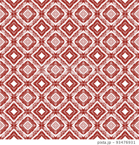 Tiled watercolor pattern. Maroon symmetrical kaleidoscope background. Hand painted tiled watercolor seamless. Textile ready breathtaking print, swimwear fabric, wallpaper, wrapping. 93476931