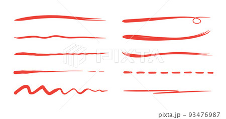 Red brush stroke underline. Marker pen highlight stroke. Red brush stroke underline. Marker pen highlight stroke. 93476987