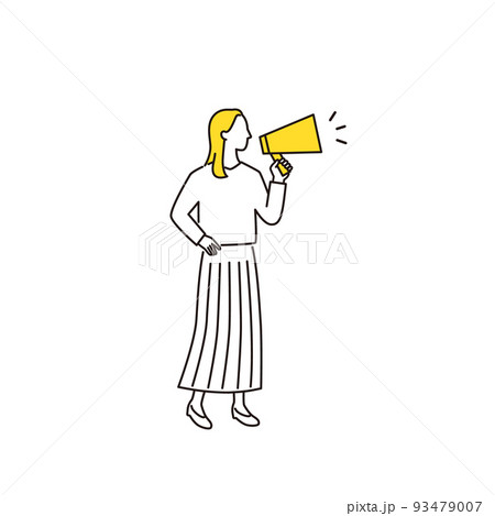 拡声器でお知らせをするビジネスウーマン 拡声器でお知らせをするビジネスウーマン 93479007