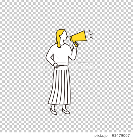 拡声器でお知らせをするビジネスウーマン 拡声器でお知らせをするビジネスウーマン 93479007