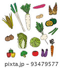 野菜　食材　カラーアイコン　イラスト　線画枠 93479577