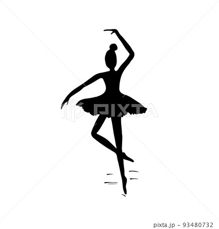 Ballerina ballet dancer dancing in tutu skirt black silhouette on white background Ballerina ballet dancer dancing in tutu skirt black silhouette on white background 93480732
