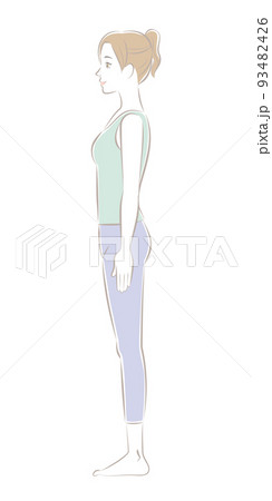 正しい姿勢で立つ横向きの女性のイラスト素材 [93482426] - PIXTA