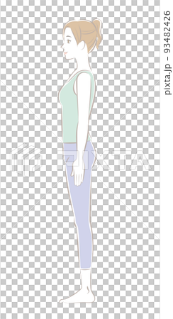 Sideways woman standing in correct posture 93482426