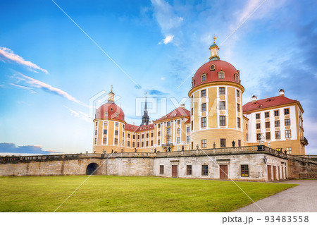 Breathtaking view of Moritzburg Castle near Dresden. Breathtaking view of Moritzburg Castle near Dresden. 93483558