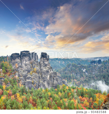 Picturesque autumn landscape in Saxon Switzerland National Park 93483588