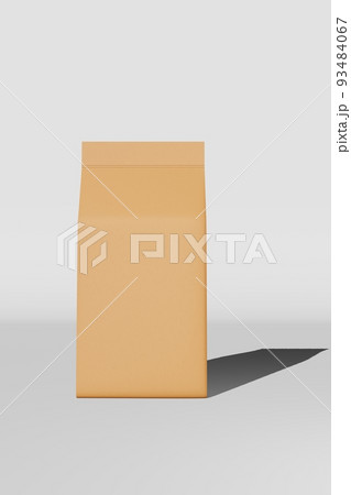 Brown standing box bottom pouch bag coffee branding 3D rendering. Merchandise packaging design. Shop sale demonstration. Brown standing box bottom pouch bag coffee branding 3D rendering. Merchandise packaging design. Shop sale demonstration. 93484067