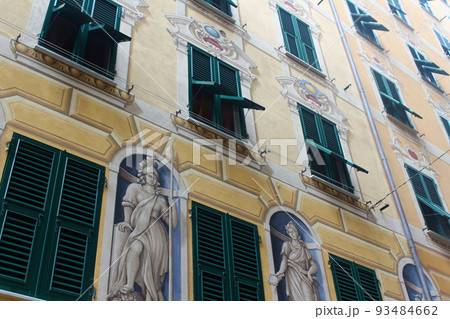 The green windows on a historic house The green windows on a historic house 93484662
