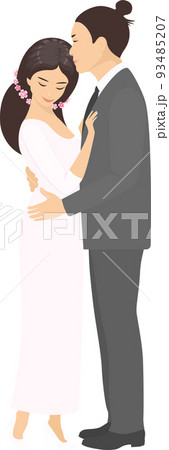 Asian couple getting married. Cartoon flat style. Vector illustration. PNG Asian couple getting married. Cartoon flat style. Vector illustration. PNG 93485207