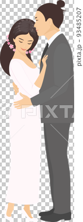 Asian couple getting married. Cartoon flat style. Vector illustration. PNG Asian couple getting married. Cartoon flat style. Vector illustration. PNG 93485207