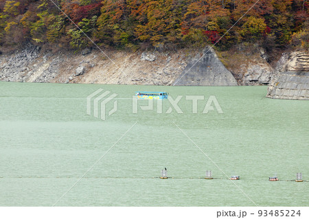 八汐湖に浸水する水陸両用バス 八汐湖に浸水する水陸両用バス 93485224