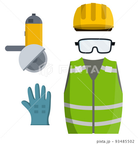 Set of clothes Builder and worker. Green vest 93485502