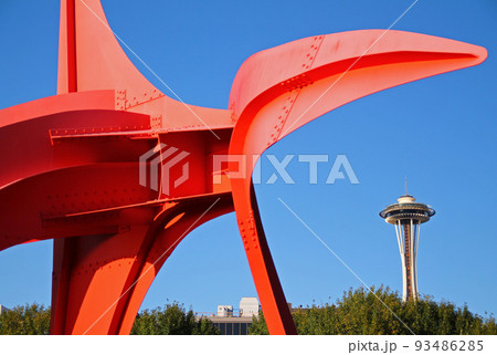 Olympic Sculpture Park with the Space Needle on the back Olympic Sculpture Park with the Space Needle on the back 93486285