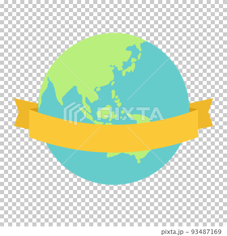 黄色のリボンを巻いた地球のイラスト 黄色のリボンを巻いた地球のイラスト 93487169