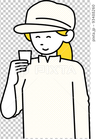 日本酒を試飲する当時の女性のイラスト素材 93488260