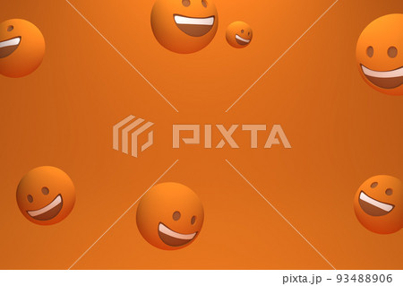 Simple background with flying emoji smiles with copy space in center Simple background with flying emoji smiles with copy space in center 93488906