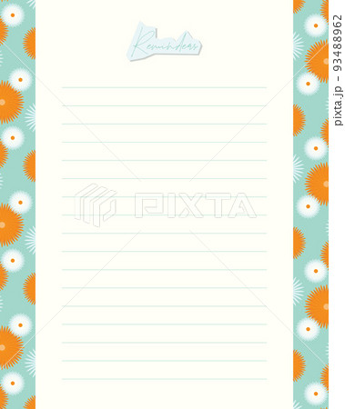 Reminder template, to do list, schedule, plan, blank, lined paper with camomile pattern. Reminder template, to do list, schedule, plan, blank, lined paper with camomile pattern. 93488962
